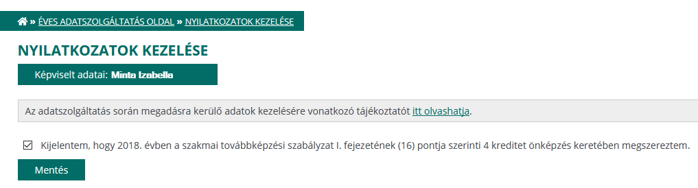Nyilatkozatok kezelése