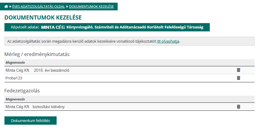 Társasági Dokumentumok kezelése