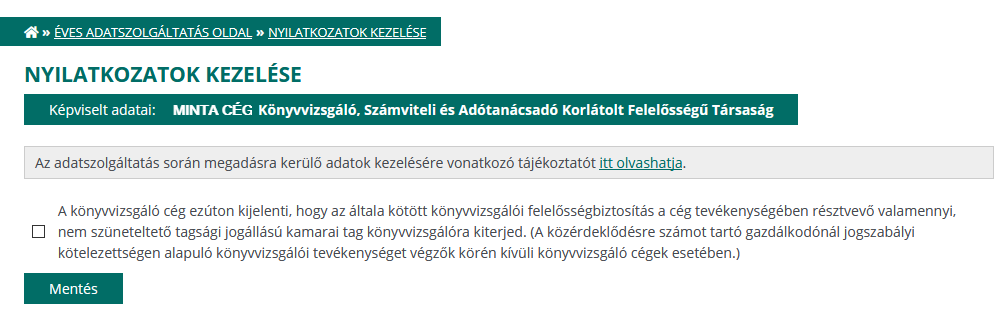 Társasági Nyilatkozatok